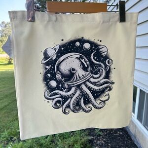 Space Octopus Canvas Tote Bag
